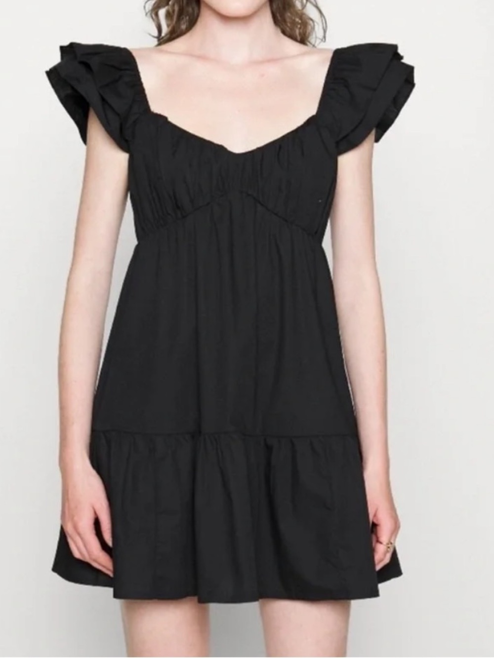 Abercrombie & Fitch Black Chase Ruffle Mini Day Dress